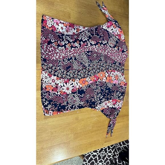 MICHAEL KORS FLORAL SPLIT SLEEVE TOP WOMENS SIZE L - Picture 10 of 11